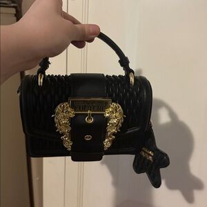 Versace Jeans Couture Black Mini Bag with Gold Details